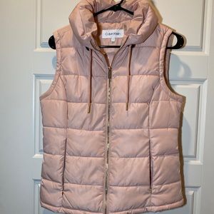 Calvin Klein Blush Pink Puffer Vest w/ gold detail